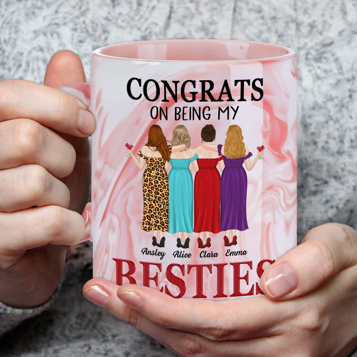 My Lovely Besties - Personalized Custom Pink Marble Mug