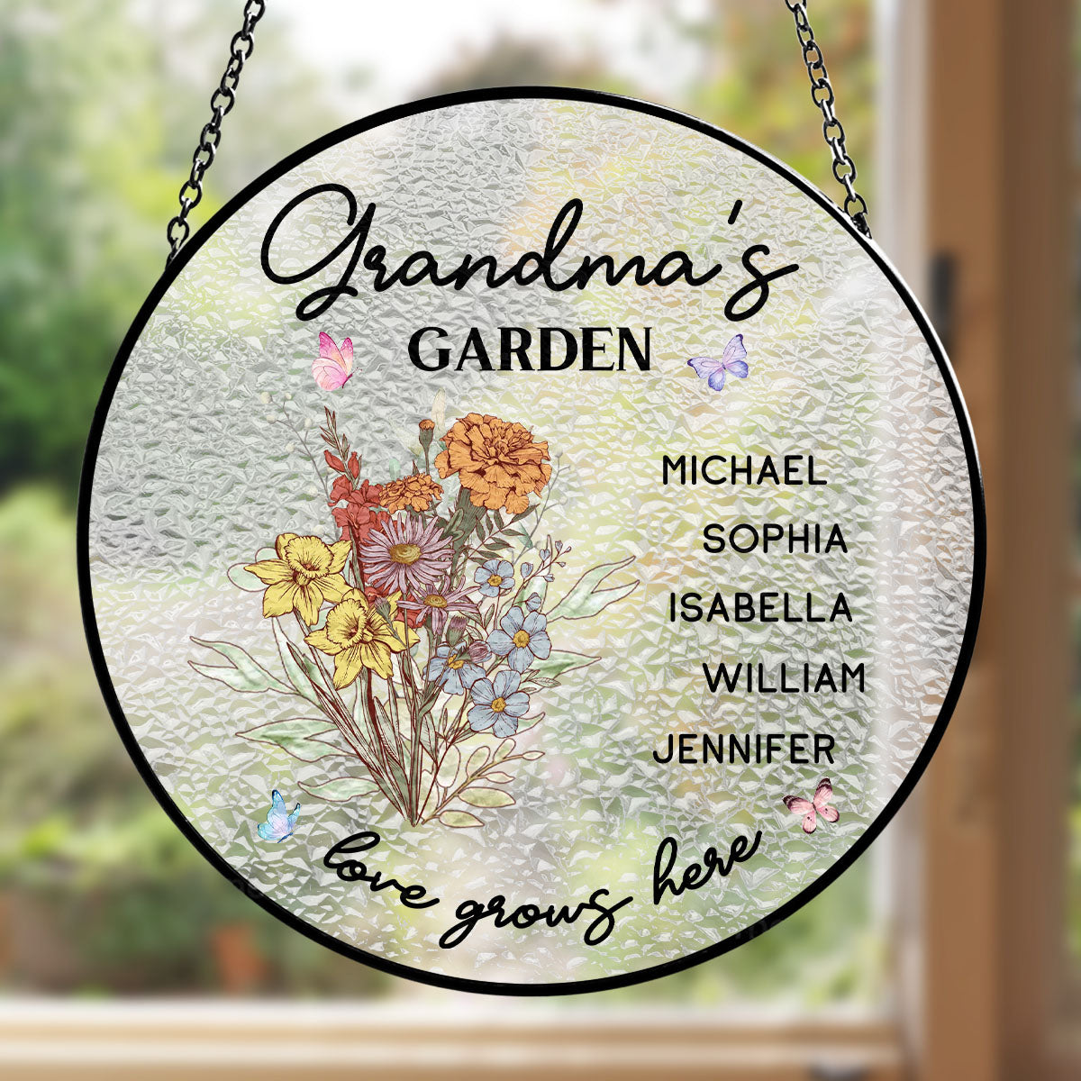 Floral Garden - Personalized Custom Window Hanging Suncatcher