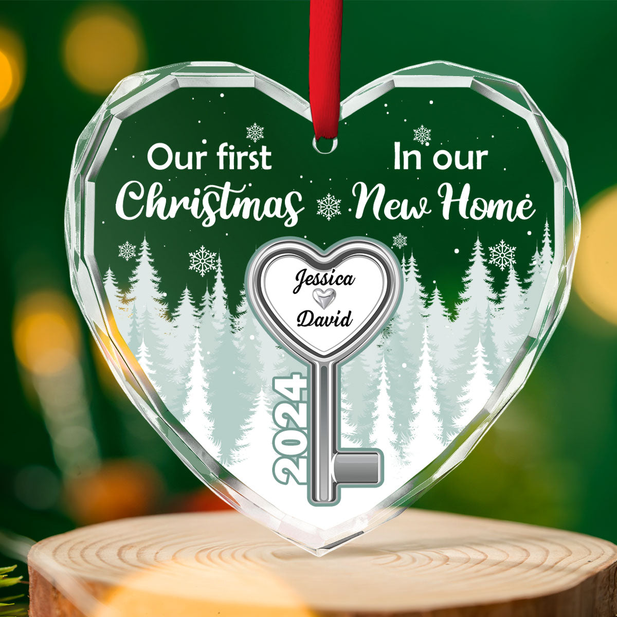 Our First Christmas In Our New Home - Personalized Custom Glass Ornament