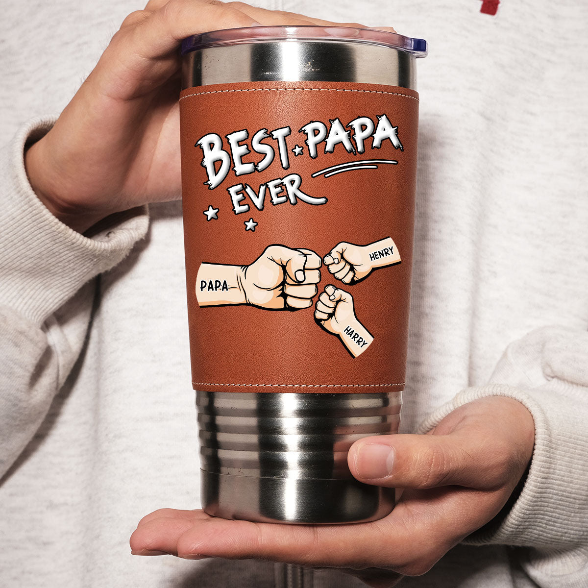 Best Grandpa - Personalized Custom Leather Tumbler