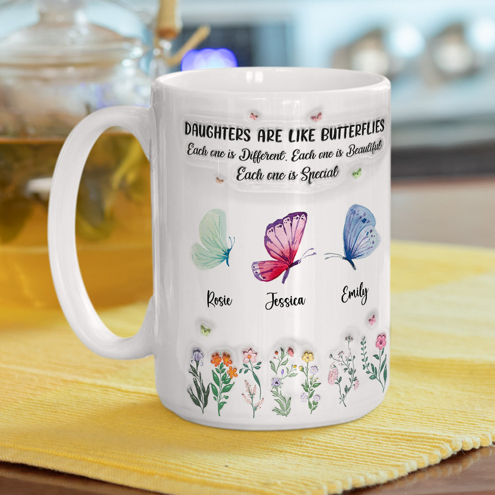 Daughters Bloom With Beauty - Personalized Custom 3D Inflated Effect Mug