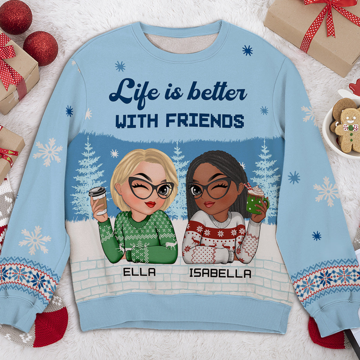 Besties Forever 2024 - Personalized Custom All-Over-Print Sweatshirt