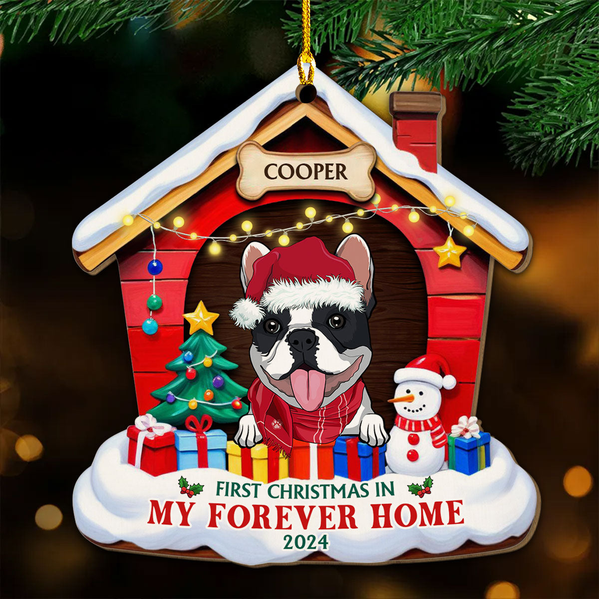 Dog Forever Home - Personalized Custom Wood Ornament