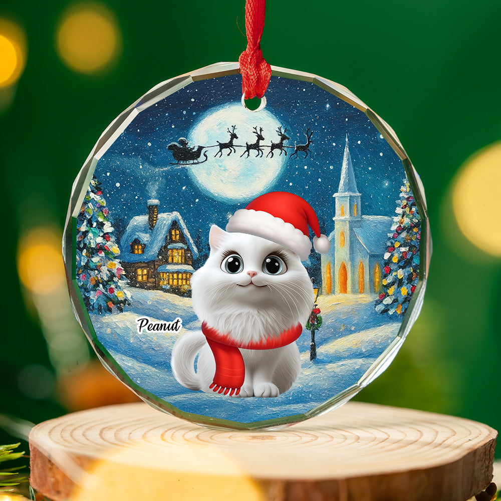 Falling In Me Cat Ver - Personalized Custom Glass Ornament