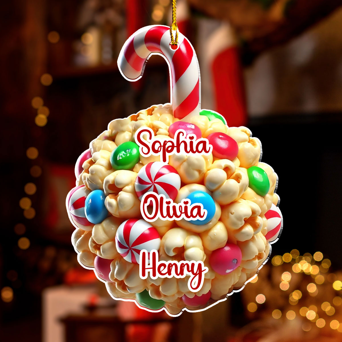 Popcorn Ball Custom Family Name - Personalized Custom Acrylic Ornament