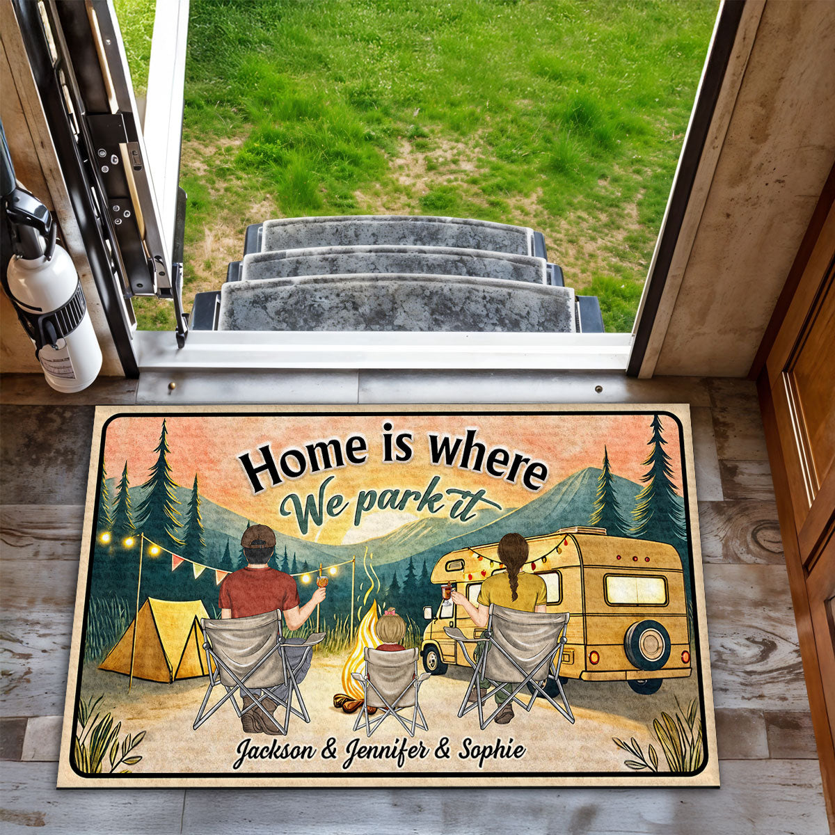 Home Is Where We Park It - Personalized Custom Doormat