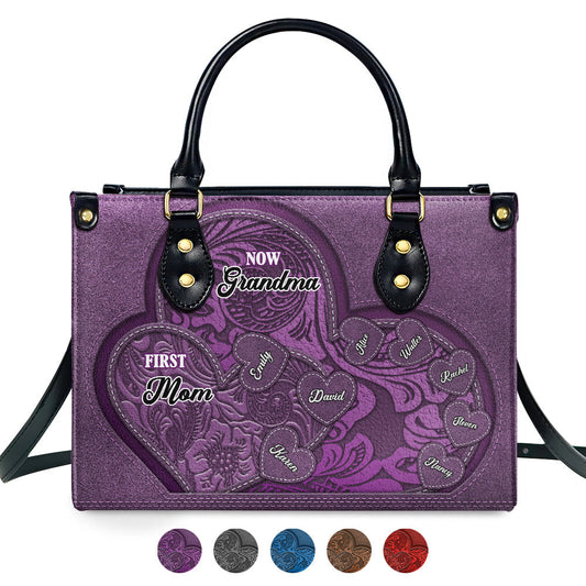 First Mom Now Grandma - Personalized Custom Leather Bag
