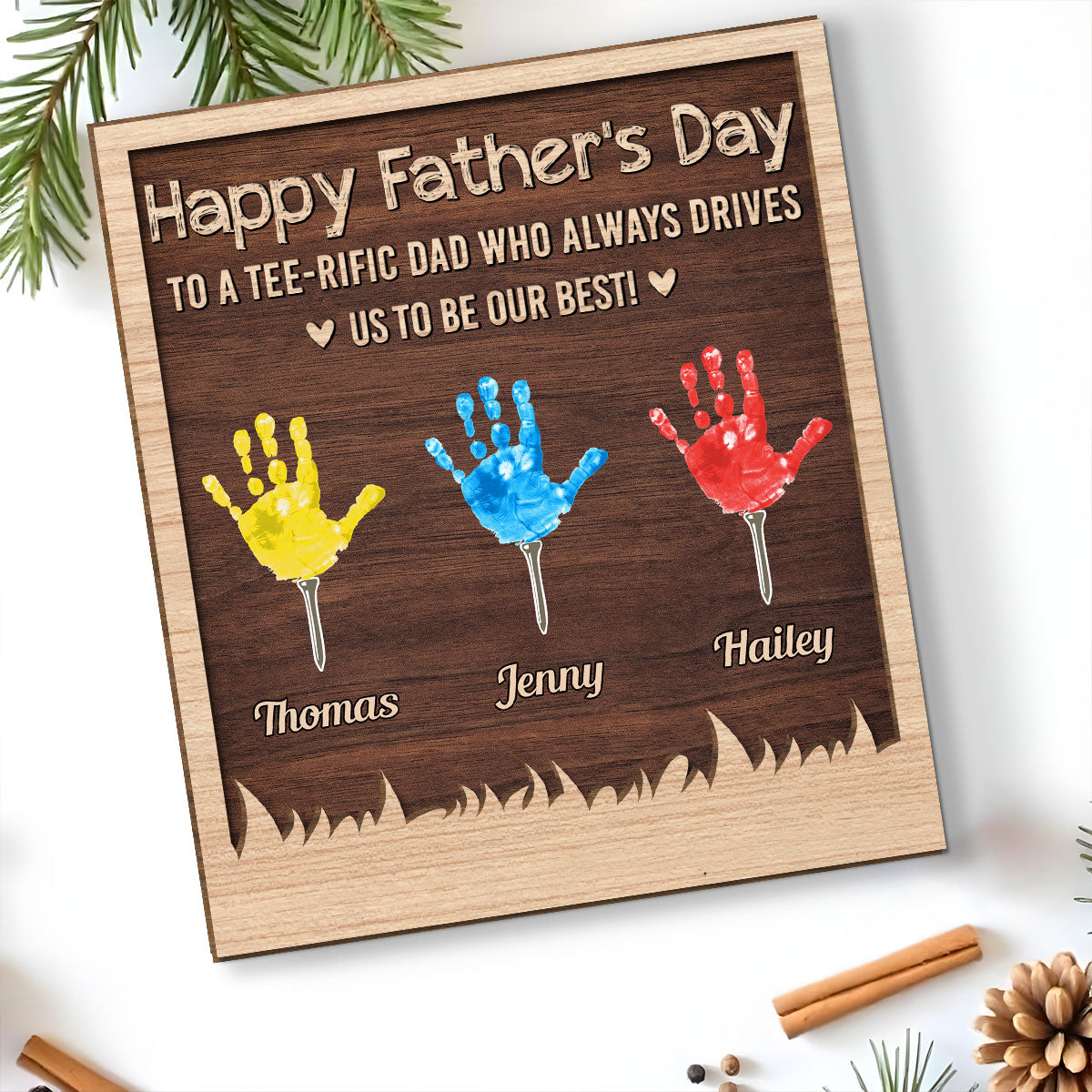 Best Dad By Par - Personalized Custom 2-Layer Wood Plaque With Flat Base