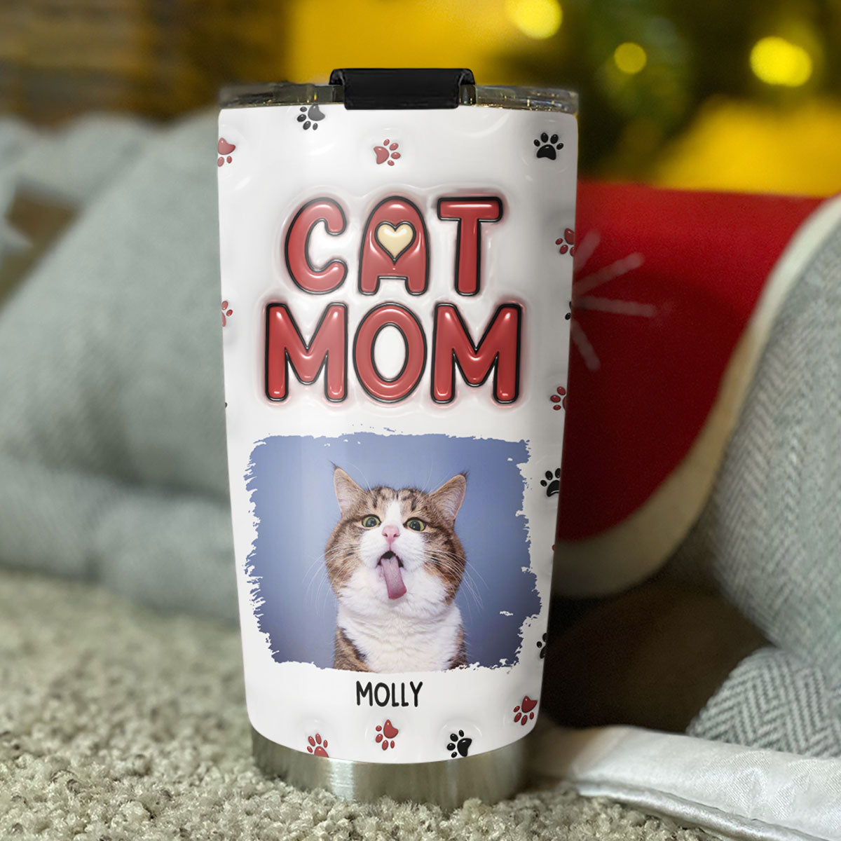 Lovely Cat Mom Photo - Personalized Custom 3D Inflated Effect Tumbler