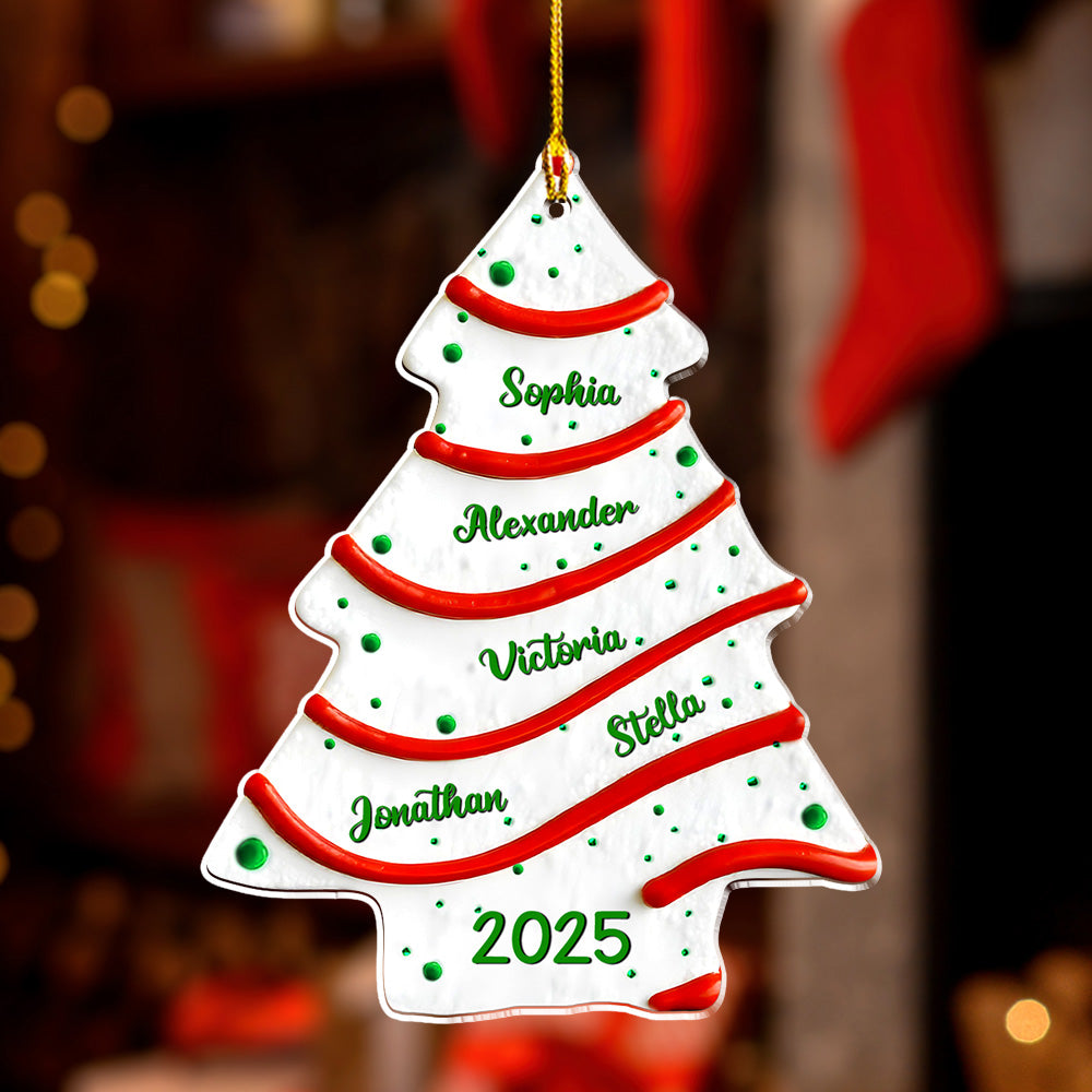 Tree Cake Custom Name - Personalized Custom 3D Effect Acrylic Ornament
