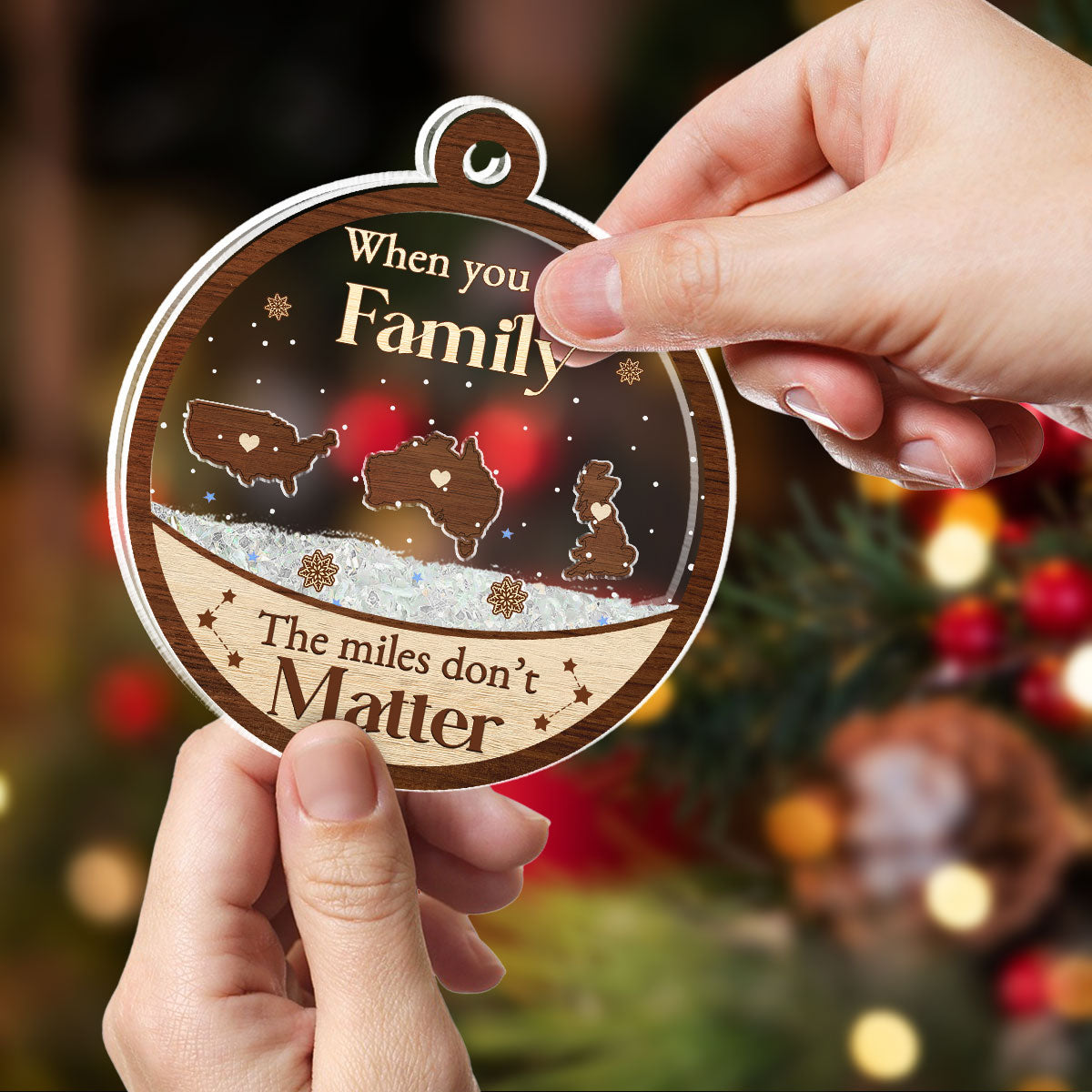 Distance Means Nothing When You Are Family - Personalized Custom Acrylic Shaker Ornament