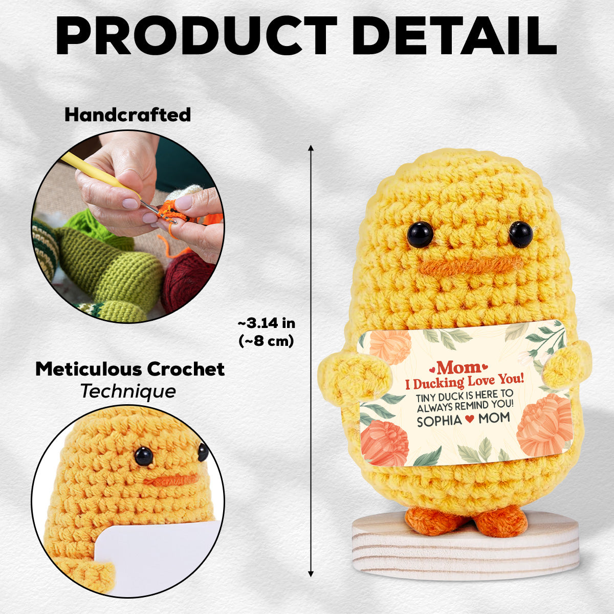 Mom I Ducking Love You - Personalized Custom Duck Crocheted Plushie With Message