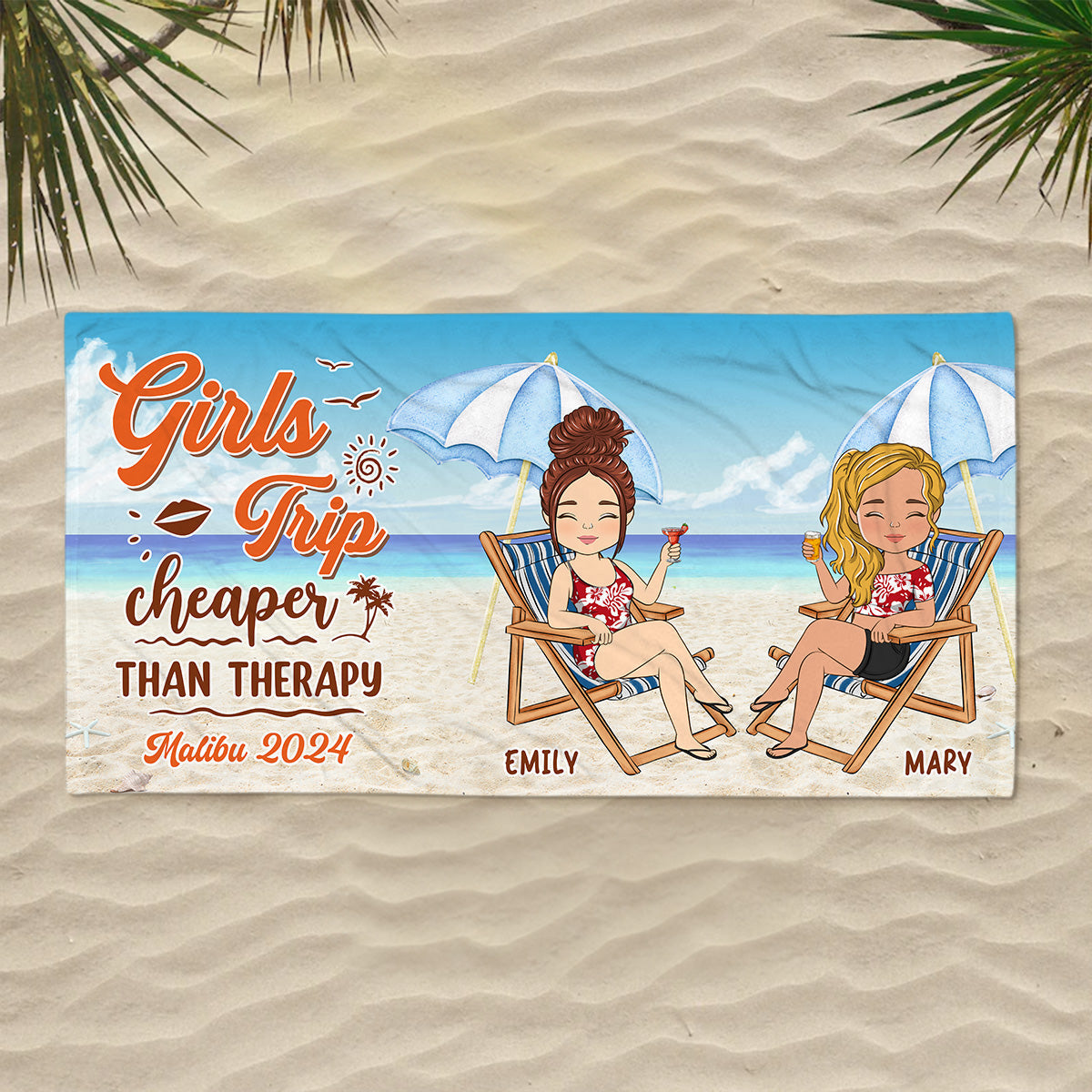 Girls Trip Cheaper Than Therapy - Personalized Custom Beach Towel