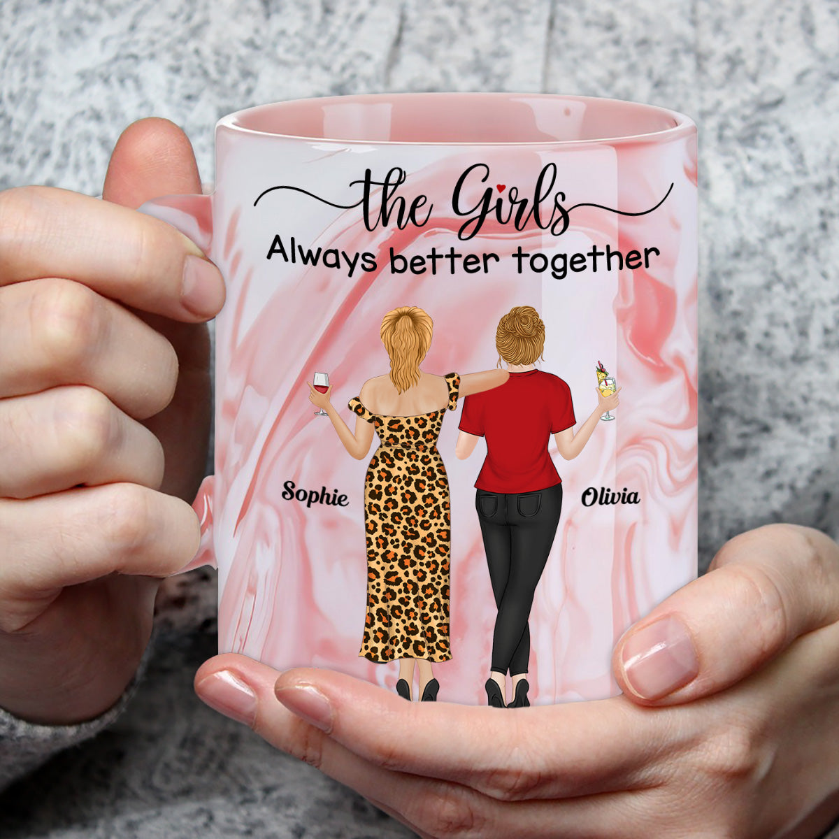 The Girls - Personalized Custom Pink Marble Mug
