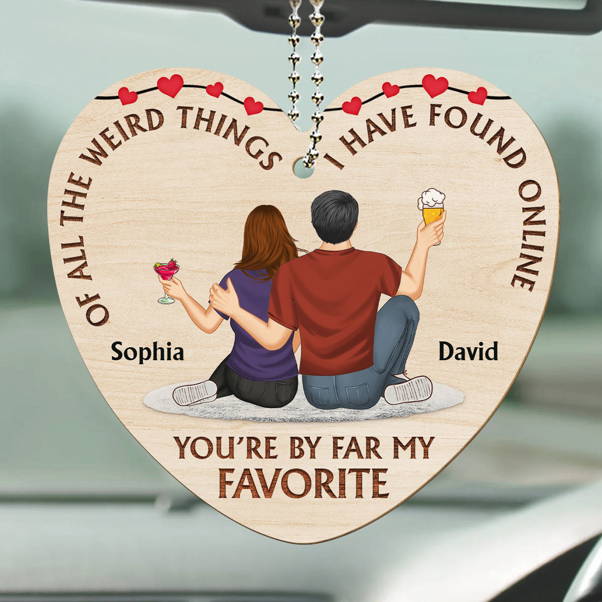 Of All The Weird Things - Personalized Custom Wood Car Ornament