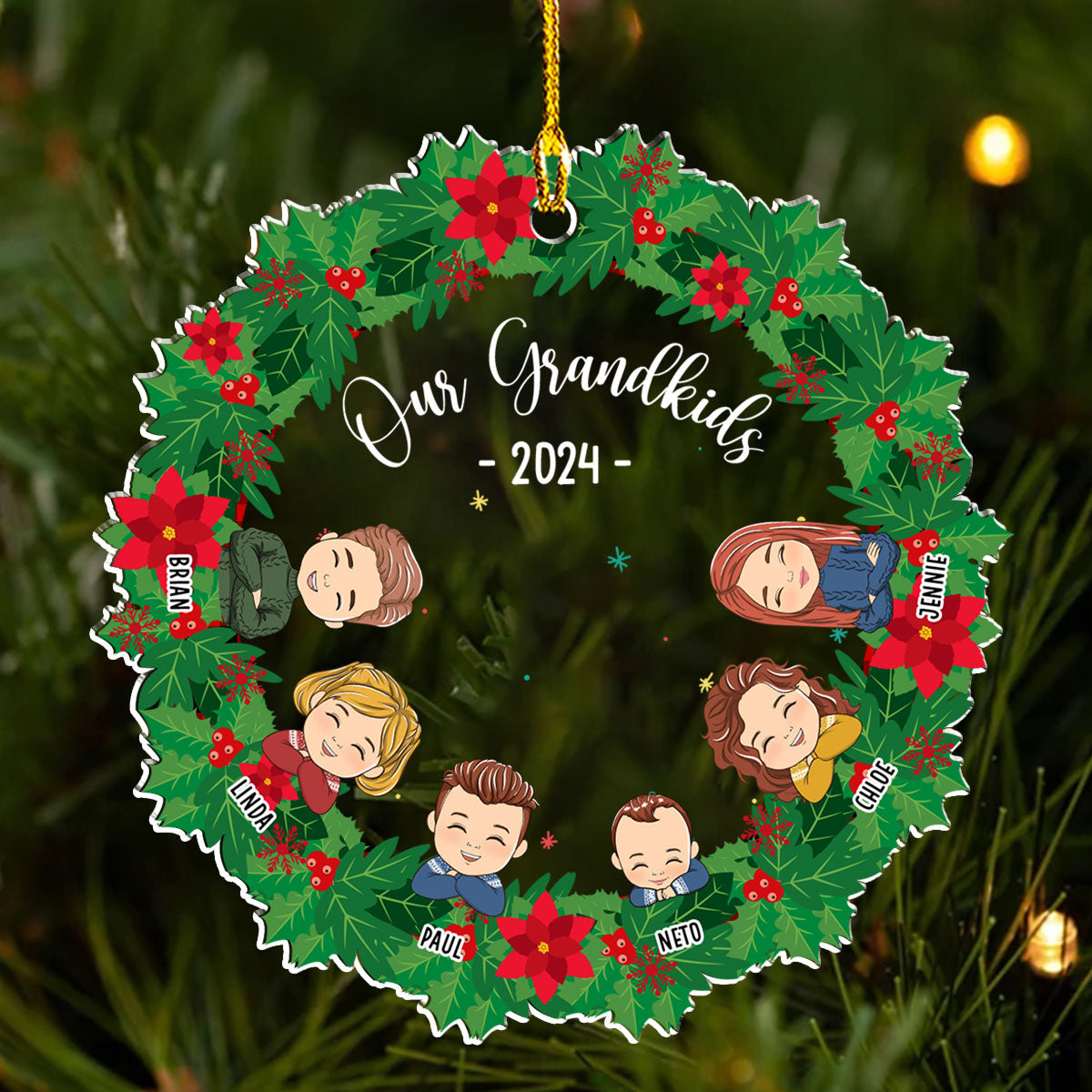 Christmas With My Grandkids - Personalized Custom Acrylic Ornament