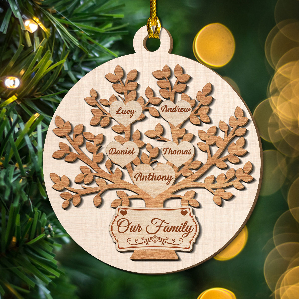 Our Family - Personalized Custom Freeshape 2-Layered Wood Ornament