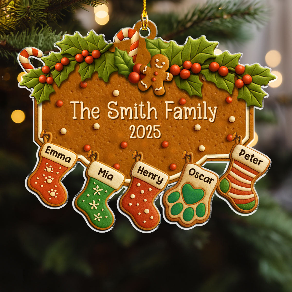 Family With Pet Cookies - Personalized Custom Acrylic Ornament