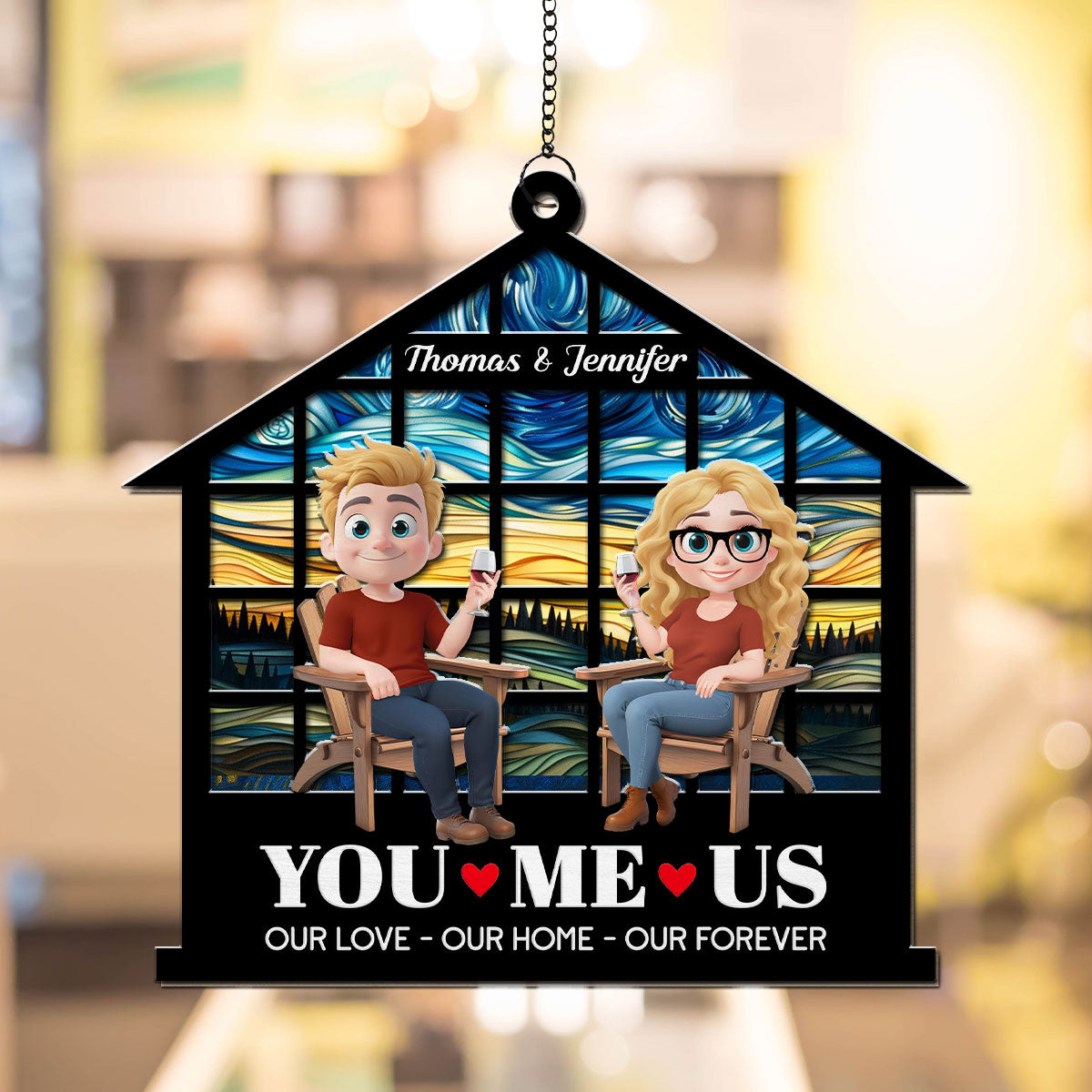 Home Begins With Our Love -  Personalized Custom Suncatcher