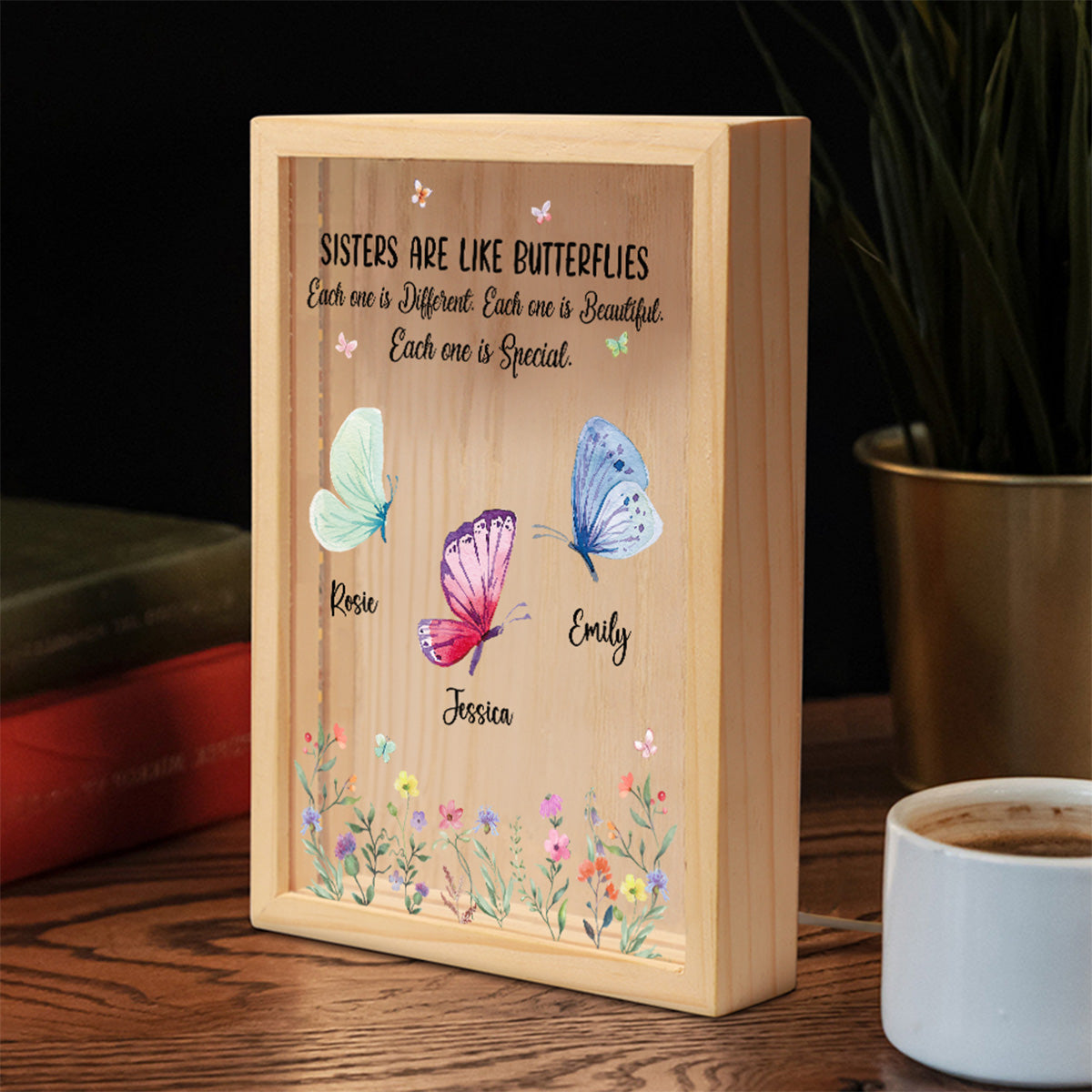 Sisters Shine Like Butterfly - Personalized Custom Frame Light Box