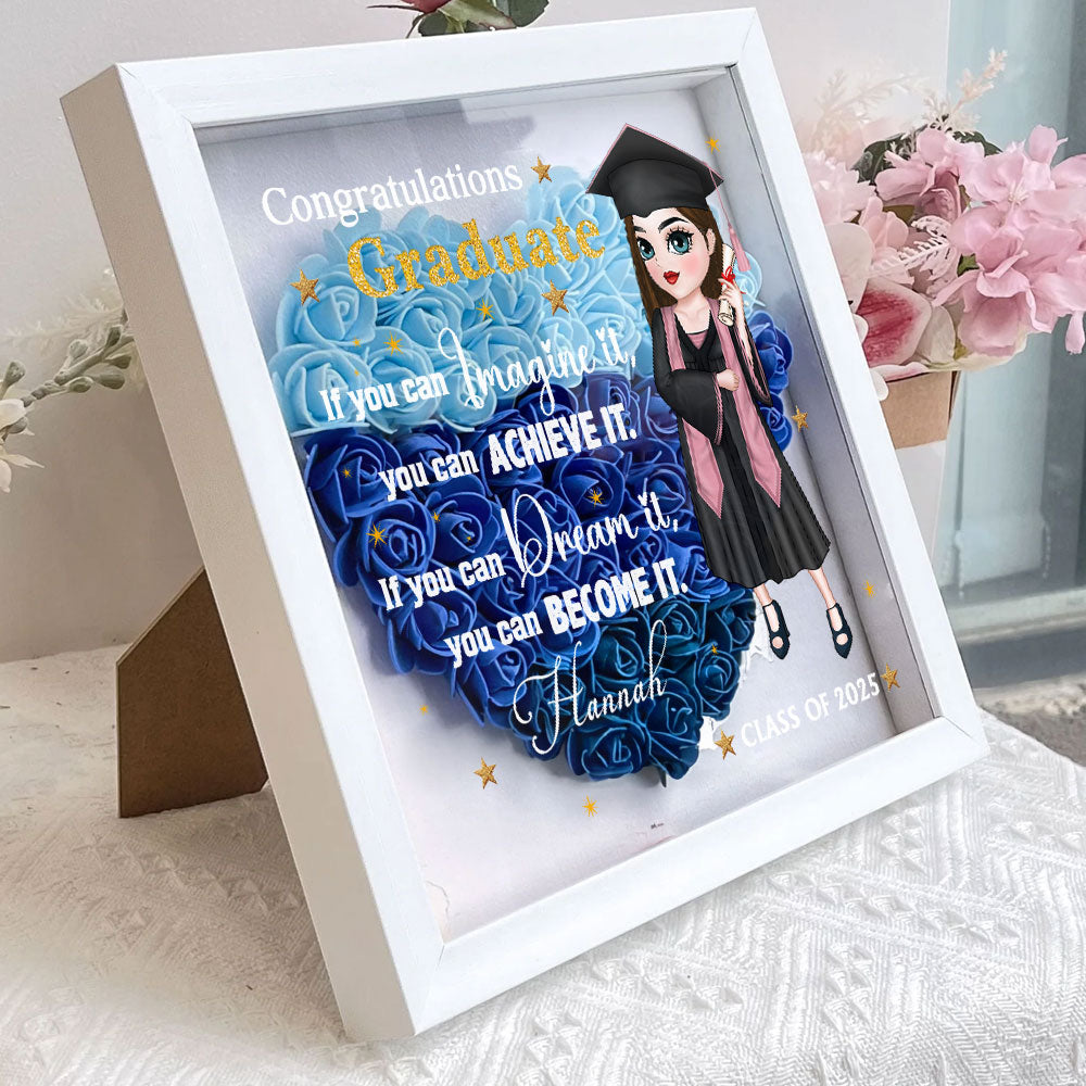 If You Can Dream It, You Can Become It - Personalized Custom Flower Shadow Box