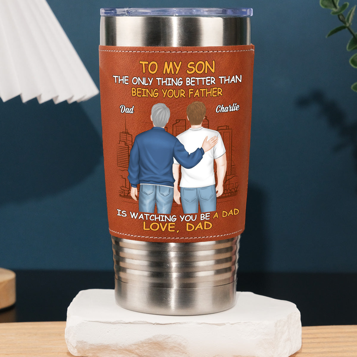 To My Son - Personalized Custom Leather Tumbler