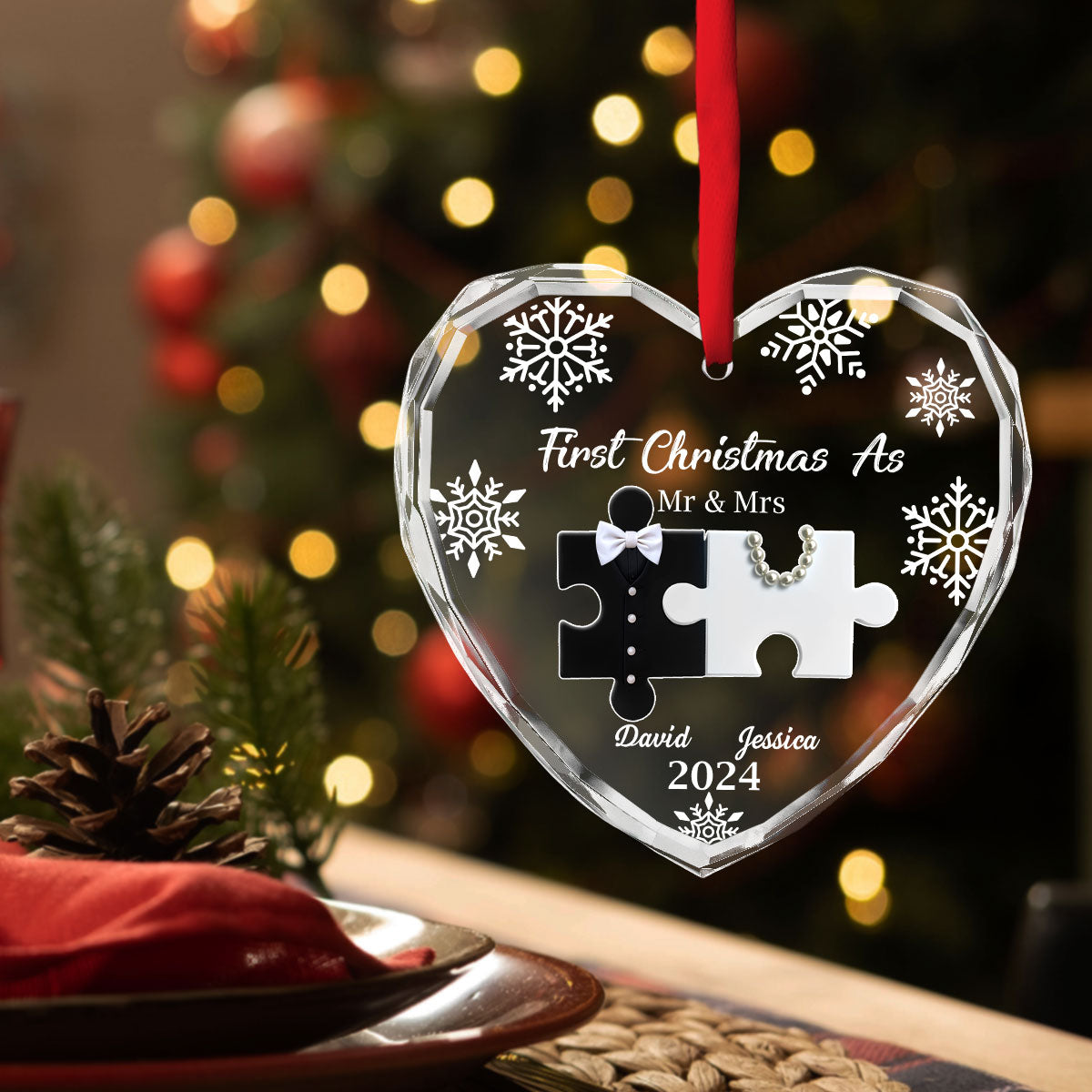 First Christmas As Married - Personalized Custom Glass Ornament