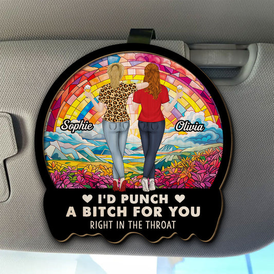 Right In The Throat Besties Sisters - Personalized Custom Car Visor Clip