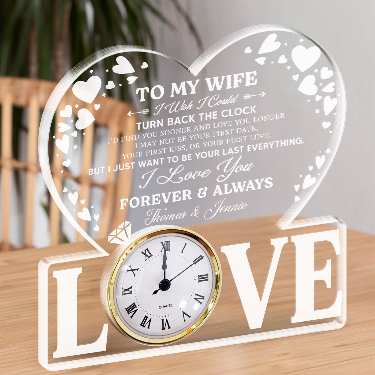 Forever And Always - Personalized Custom Acrylic Desk Clock Plaque