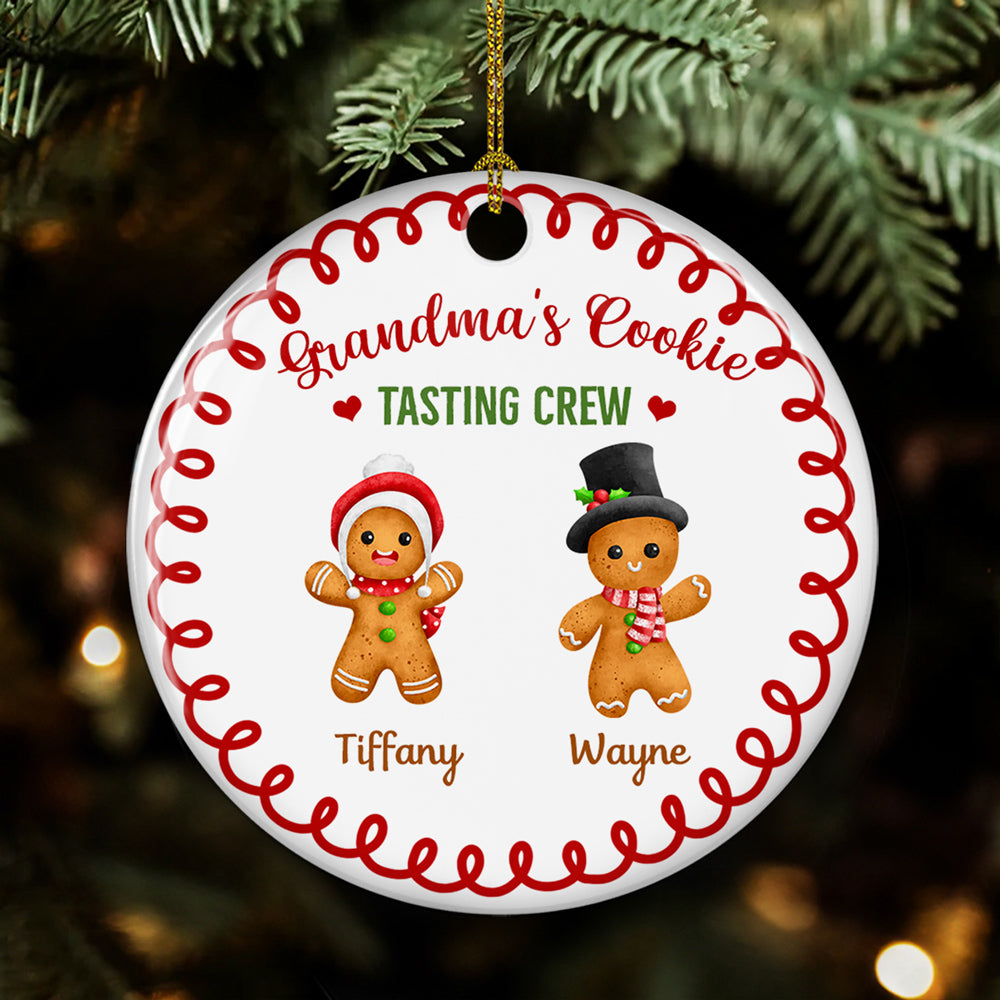 Tasting Crew Of Grandma - Personalized Custom Circle Ceramic Ornament