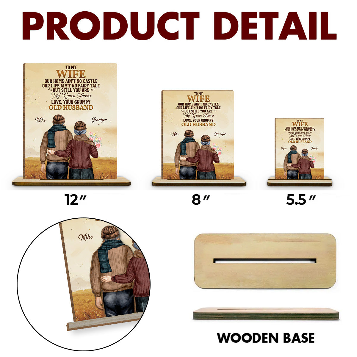 To My Wife You Are My Queen Forever - Personalized Custom 2-Layer Wood Plaque With Flat Base