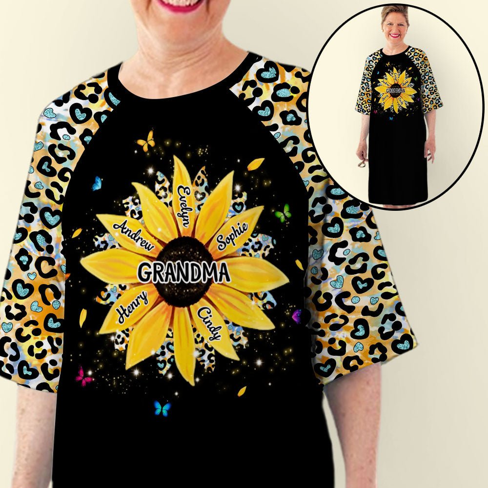Sunflower Grandma - Personalized Custom 3/4 Sleeve Dress