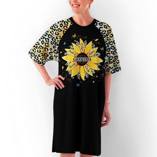 Sunflower Grandma - Personalized Custom 3/4 Sleeve Dress