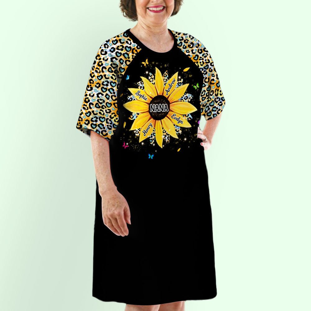 Sunflower Grandma - Personalized Custom 3/4 Sleeve Dress