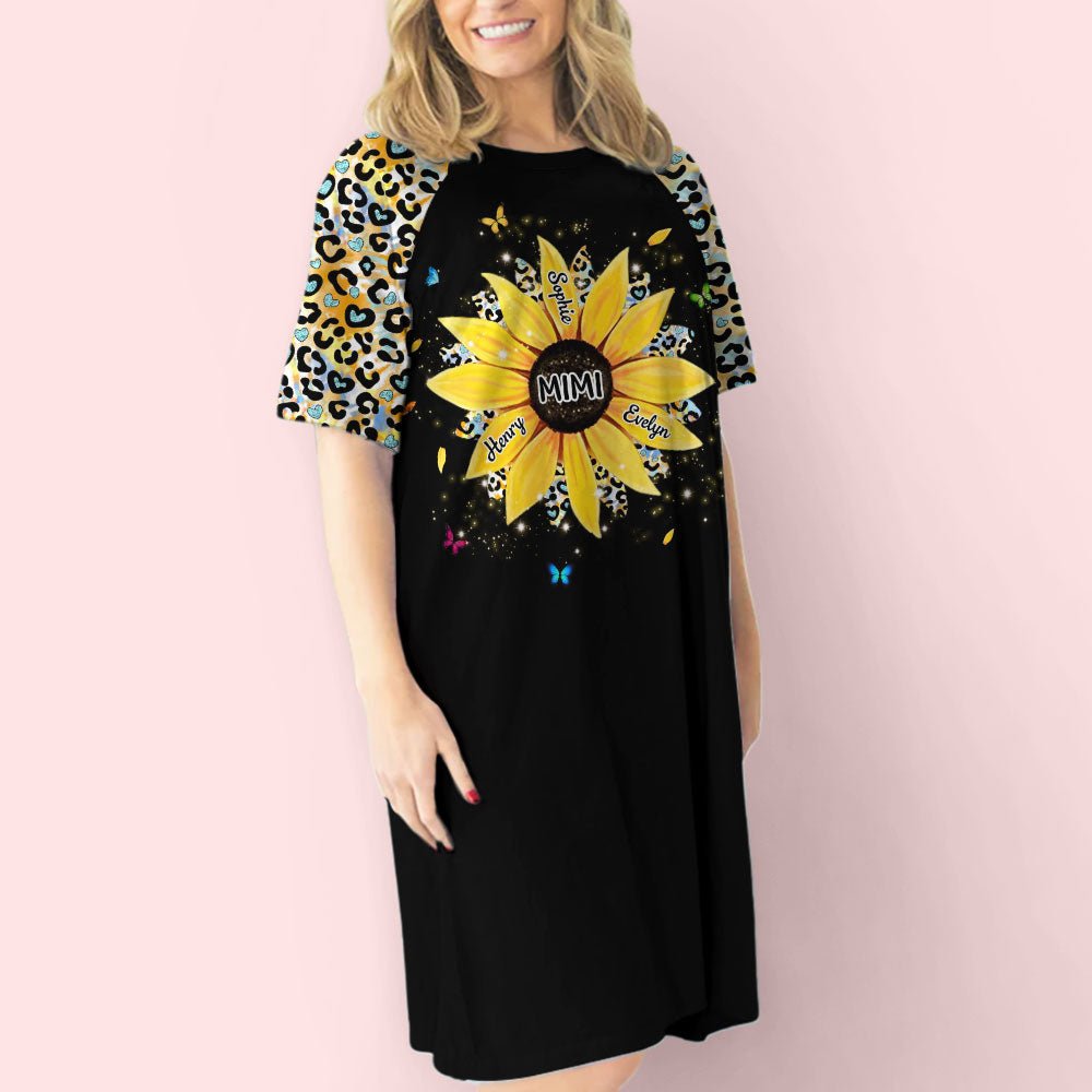 Sunflower Grandma - Personalized Custom 3/4 Sleeve Dress