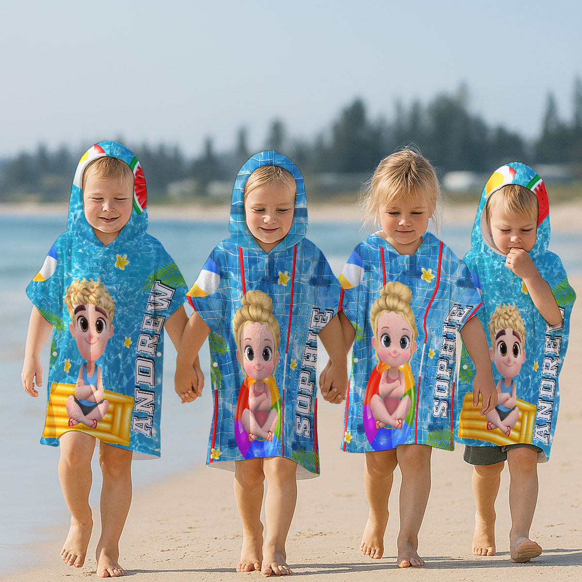 Time For The Beach - Personalized Custom Hooded Beach Towel