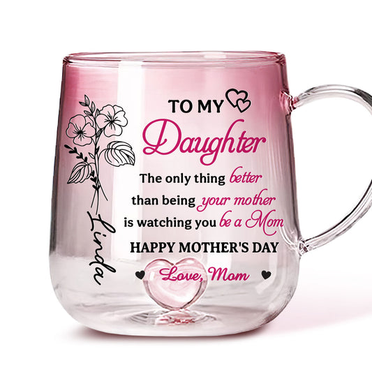 To My Daughter - Personalized Custom Pink Gradient Glass Mug