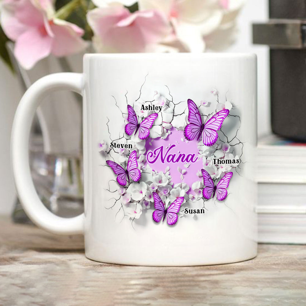 Grandma Butterfly - Personalized Custom 3D Inflated Effect Coffee Mug