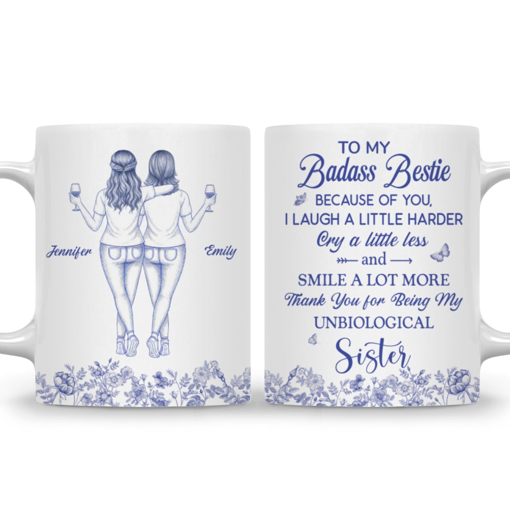 Thank You for Being My Sister Flower Toile Ver 2 - Personalized Custom Coffee Mug
