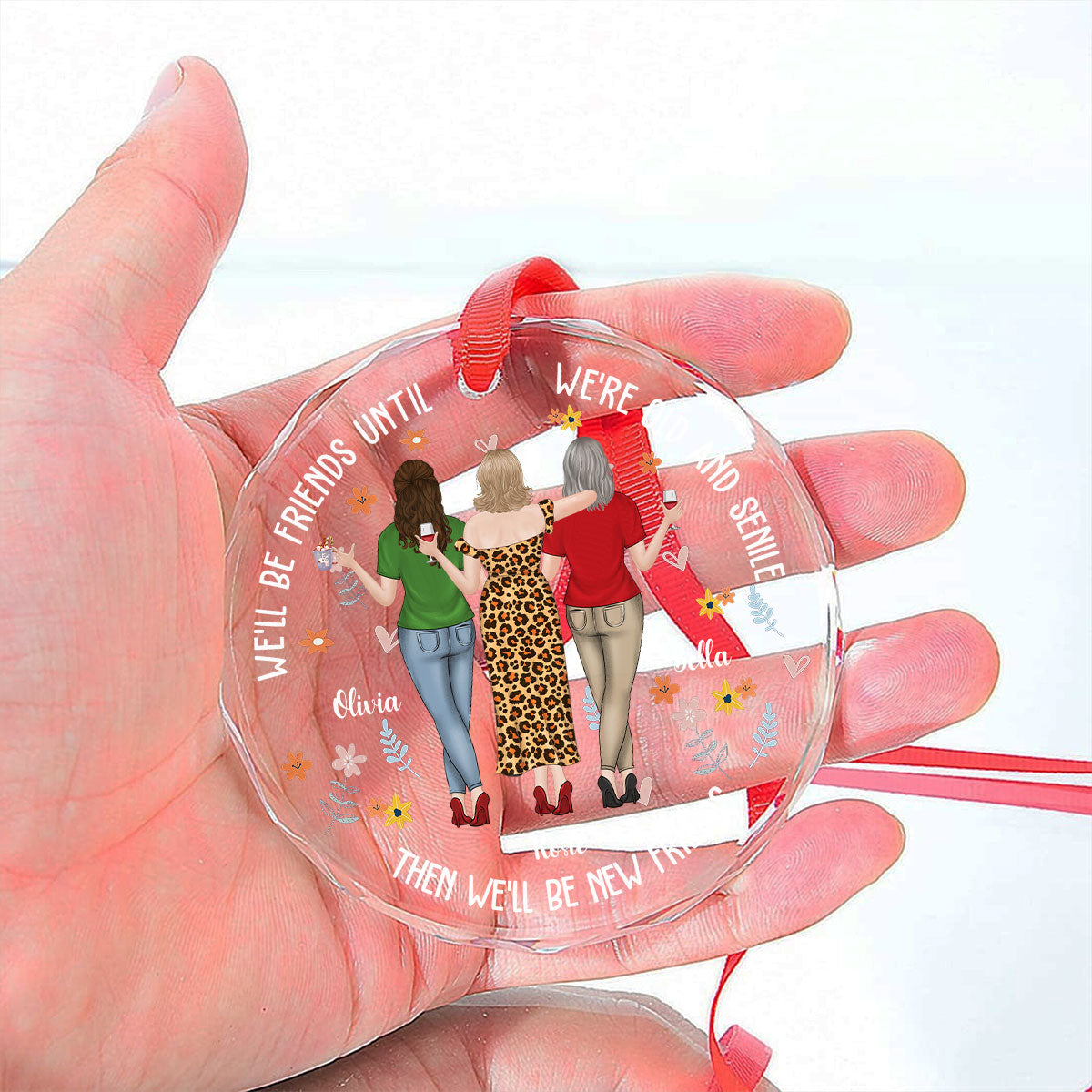 Be Friends Until We're Old And Senile - Personalized Custom Glass Ornament