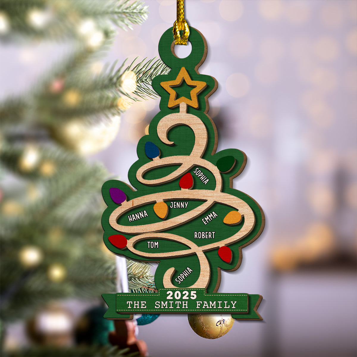 Christmas Tree Family Custom Name 2025 - Personalized Custom 2-layered Wood Ornament