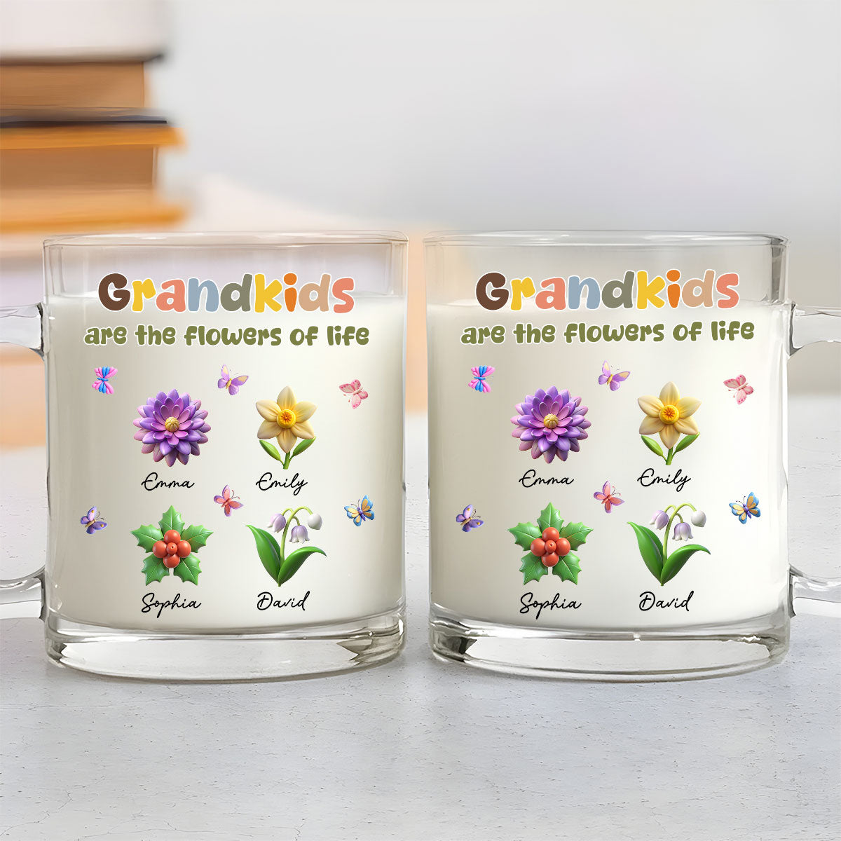 Grandkids Are The Flowers Of Life - Personalized Custom Glass Mug