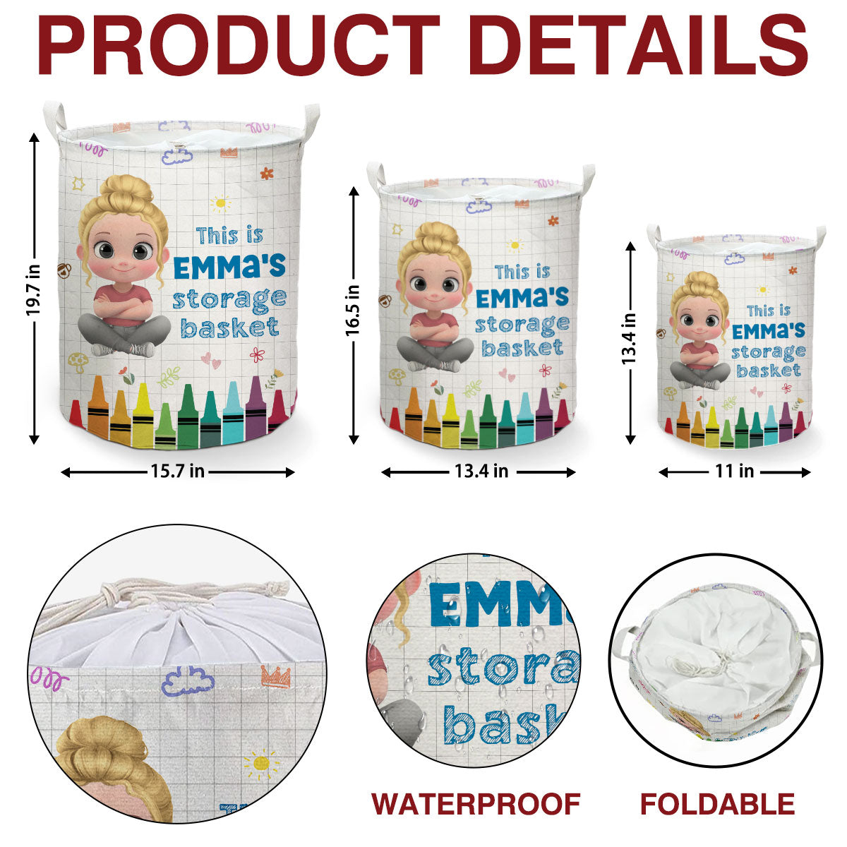 Kids Storage Basket - Personalized Custom Laundry Basket