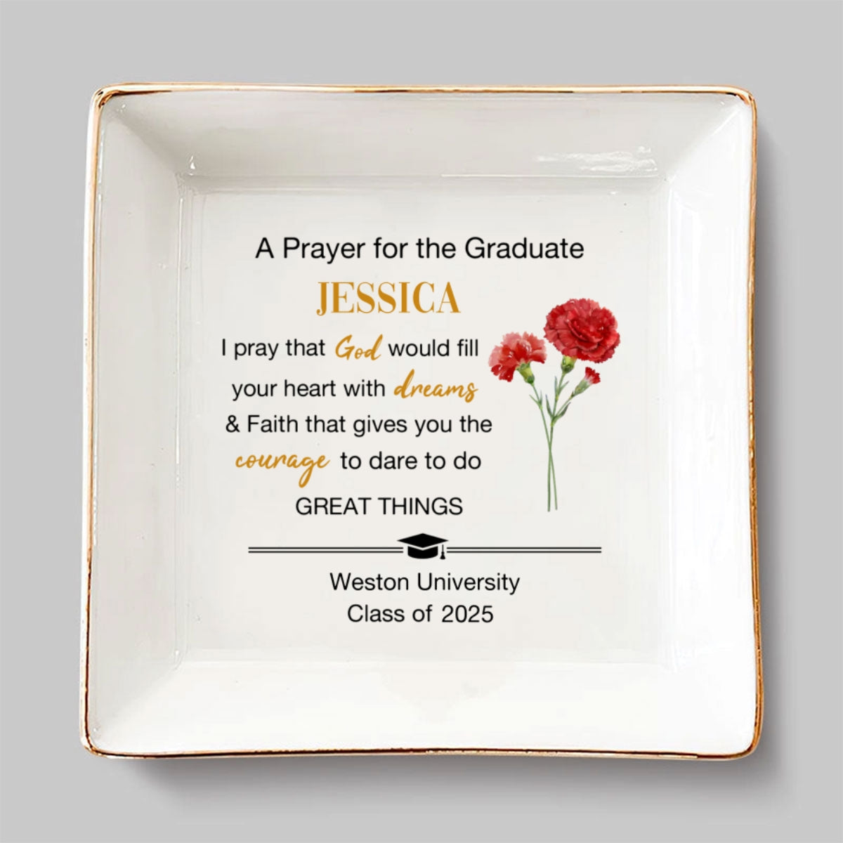 A Prayer For The Graduate - Personalized Custom Jewelry Dish