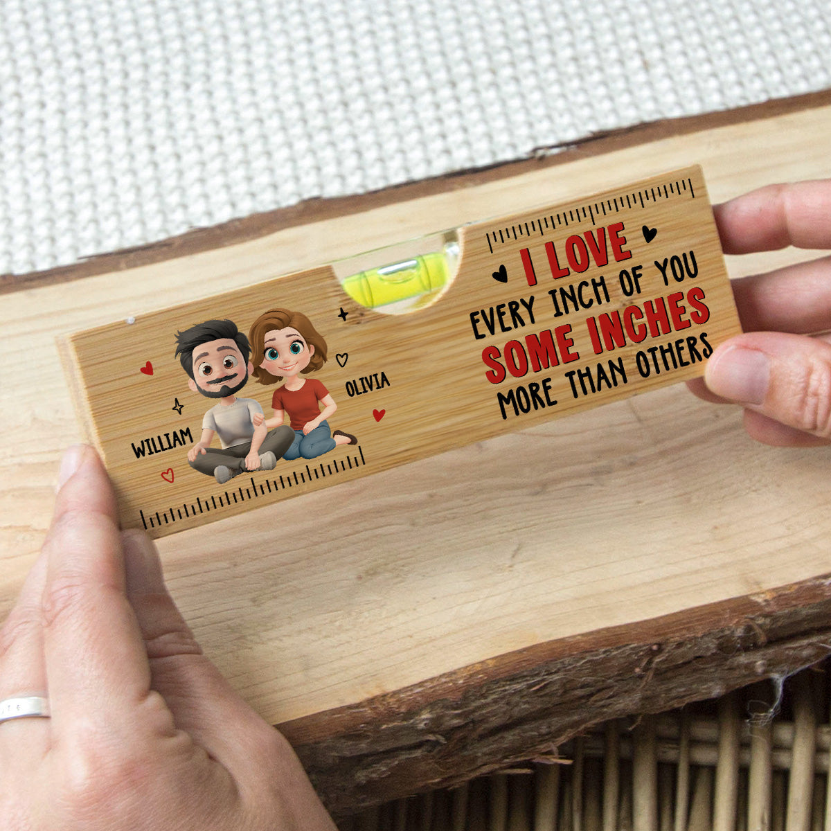 Love Every Inch Of You - Personalized Custom Wooden Spirit Level Bottle Opener