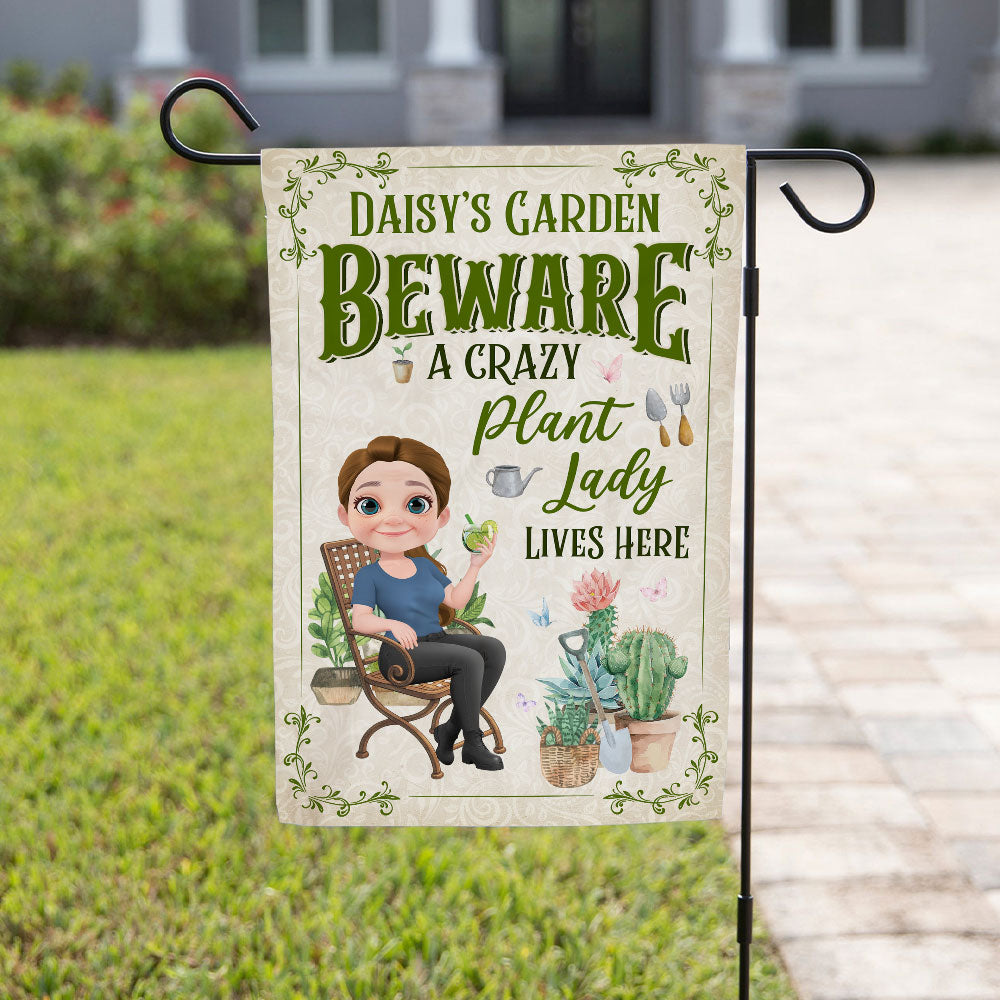 Plant Lady Lives Here - Personalized Custom Flag
