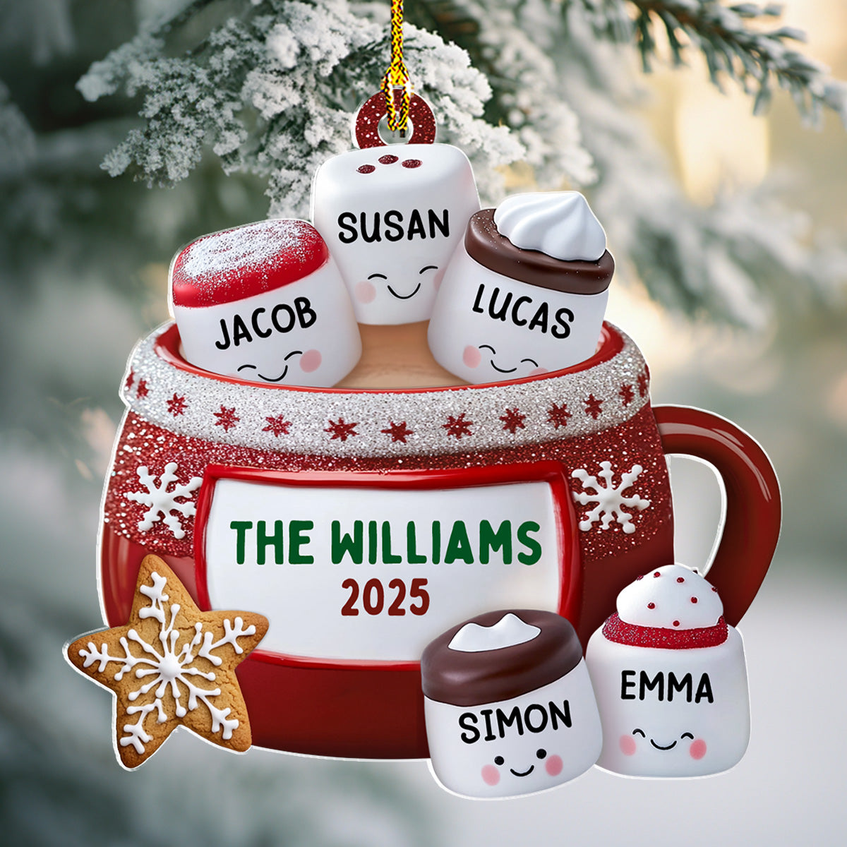 Cozy Cocoa With The Marshmallow Crew - Personalized Custom Acrylic Ornament