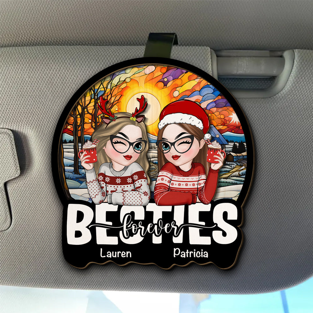 Besties Sitting Christmas 2024 - Personalized Custom Car Visor Clip