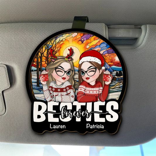 Besties Sitting Christmas 2024 - Personalized Custom Car Visor Clip