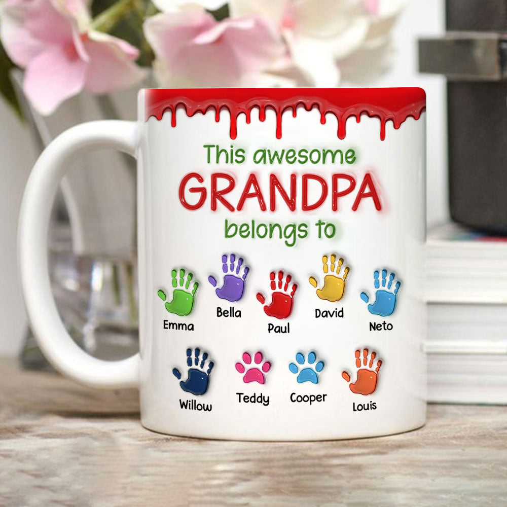 This Awesome Dad Belongs To Us - Personalized Custom 3D Inflated Effect Mug